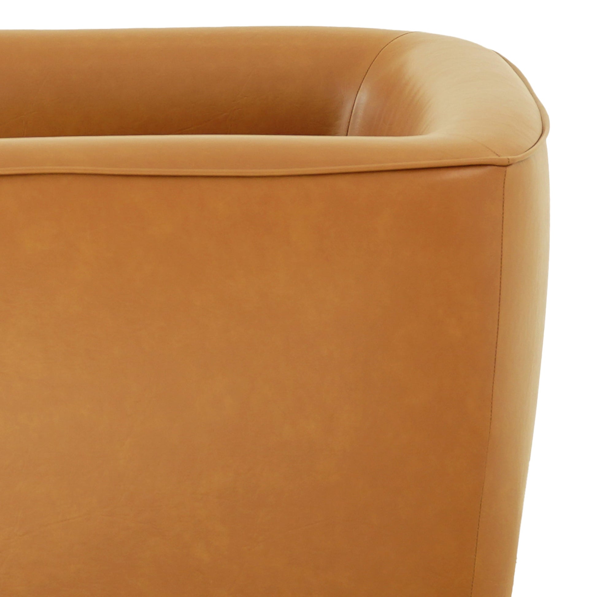 Tan Leather Swivel Rocking Chairs - Two Seat Set