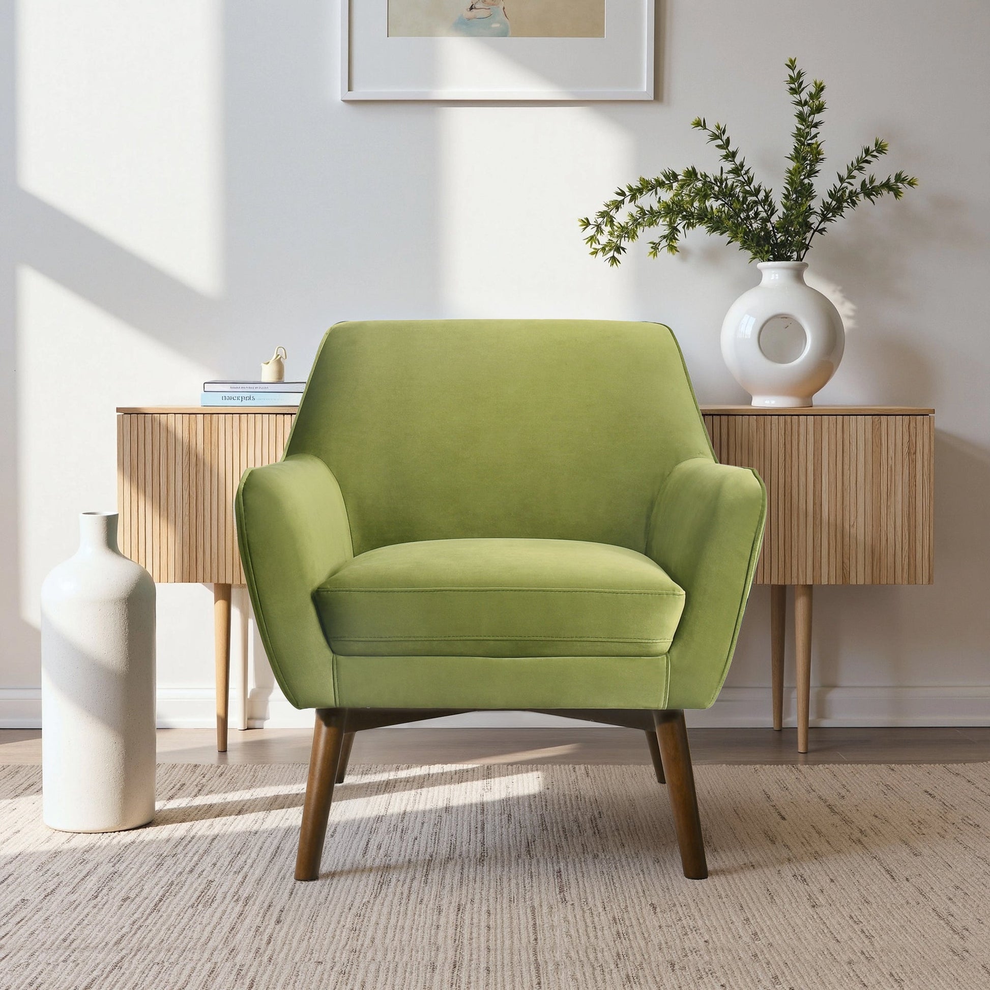 Panom Pistachio Green Velvet Lounge Chair - Comfortable Accent Seating