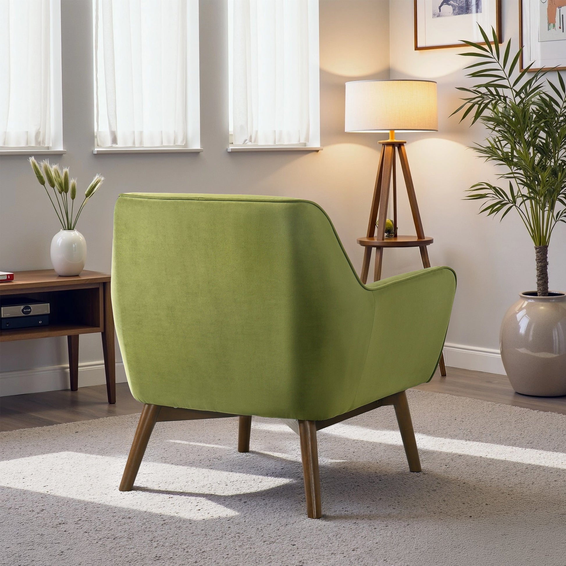 Panom Pistachio Green Velvet Lounge Chair - Comfortable Accent Seating