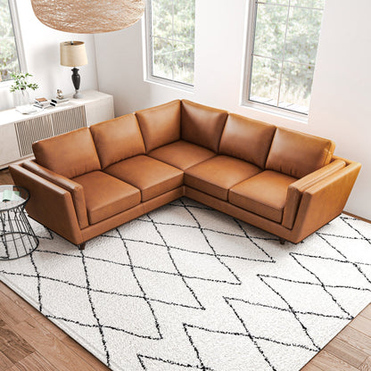 Erman Tan Leather Corner Sofa - Luxurious Seating