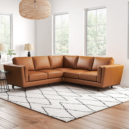 Erman Tan Leather Corner Sofa - Luxurious Seating