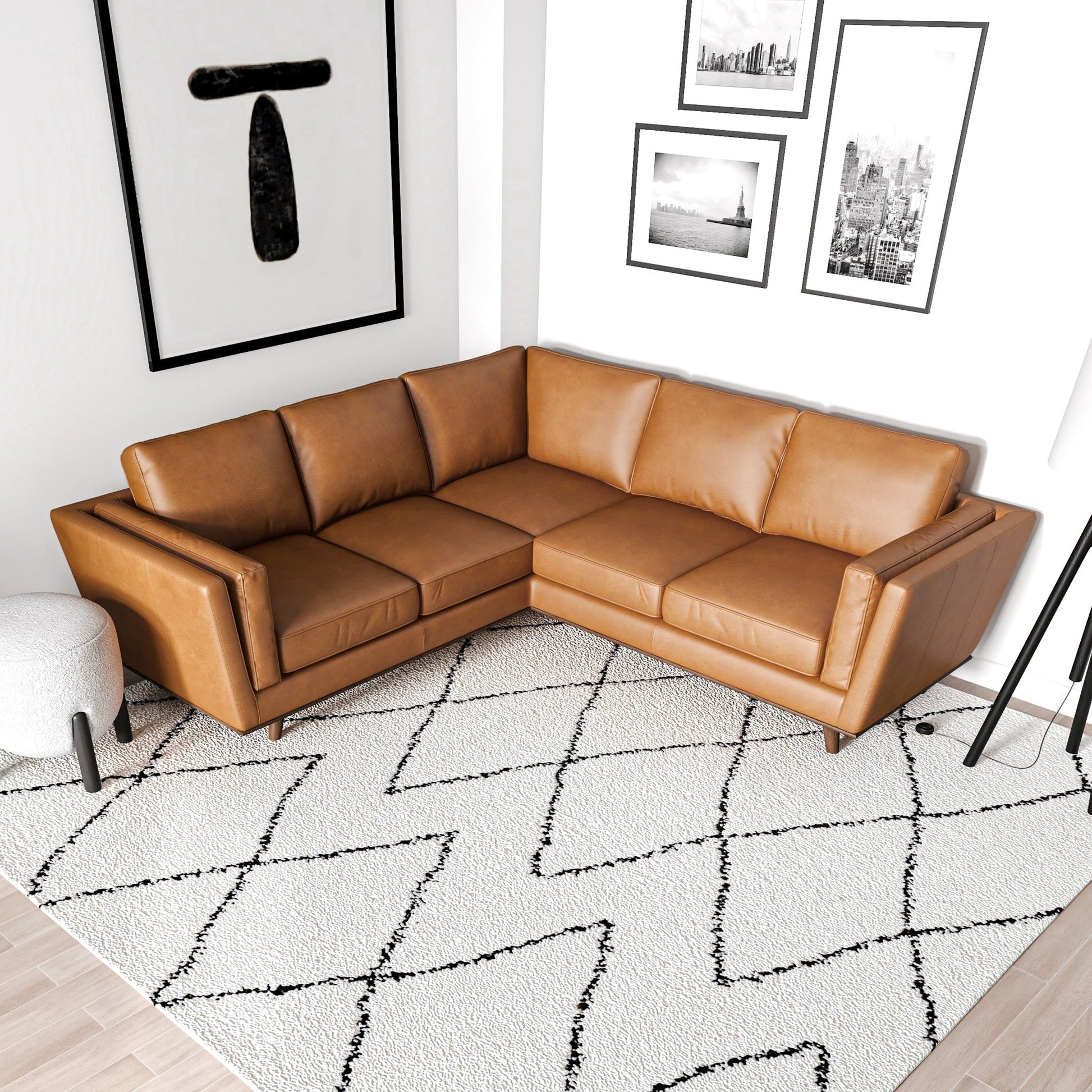 Erman Tan Leather Corner Sofa - Luxurious Seating