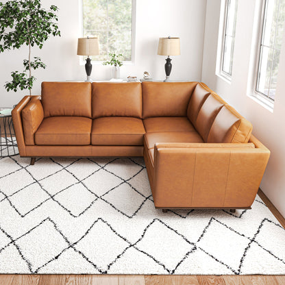 Erman Tan Leather Corner Sofa - Luxurious Seating