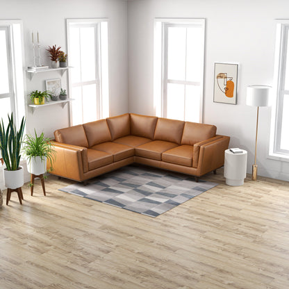Erman Tan Leather Corner Sofa - Luxurious Seating