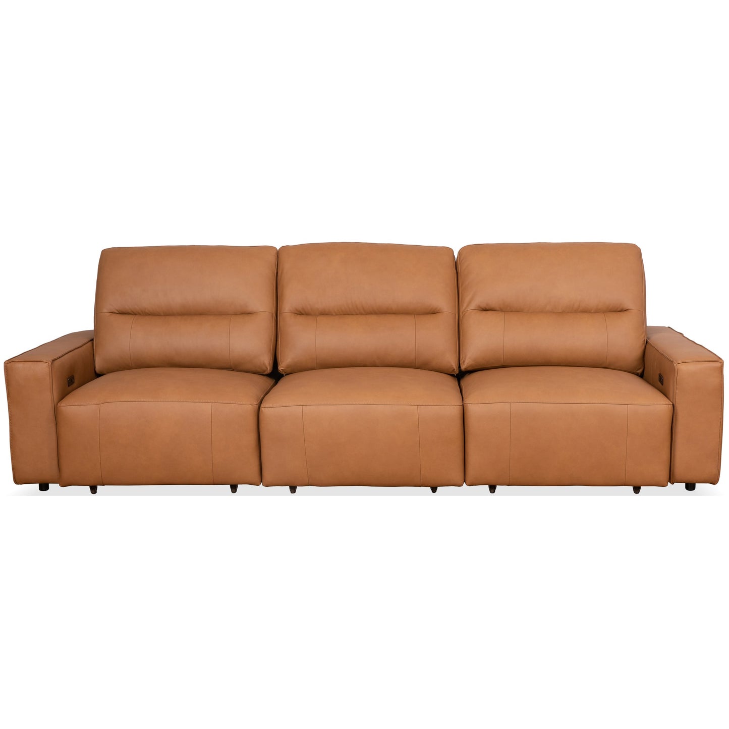 3 Seat Cognac Leather Convertible Sofa Bed for Living Room