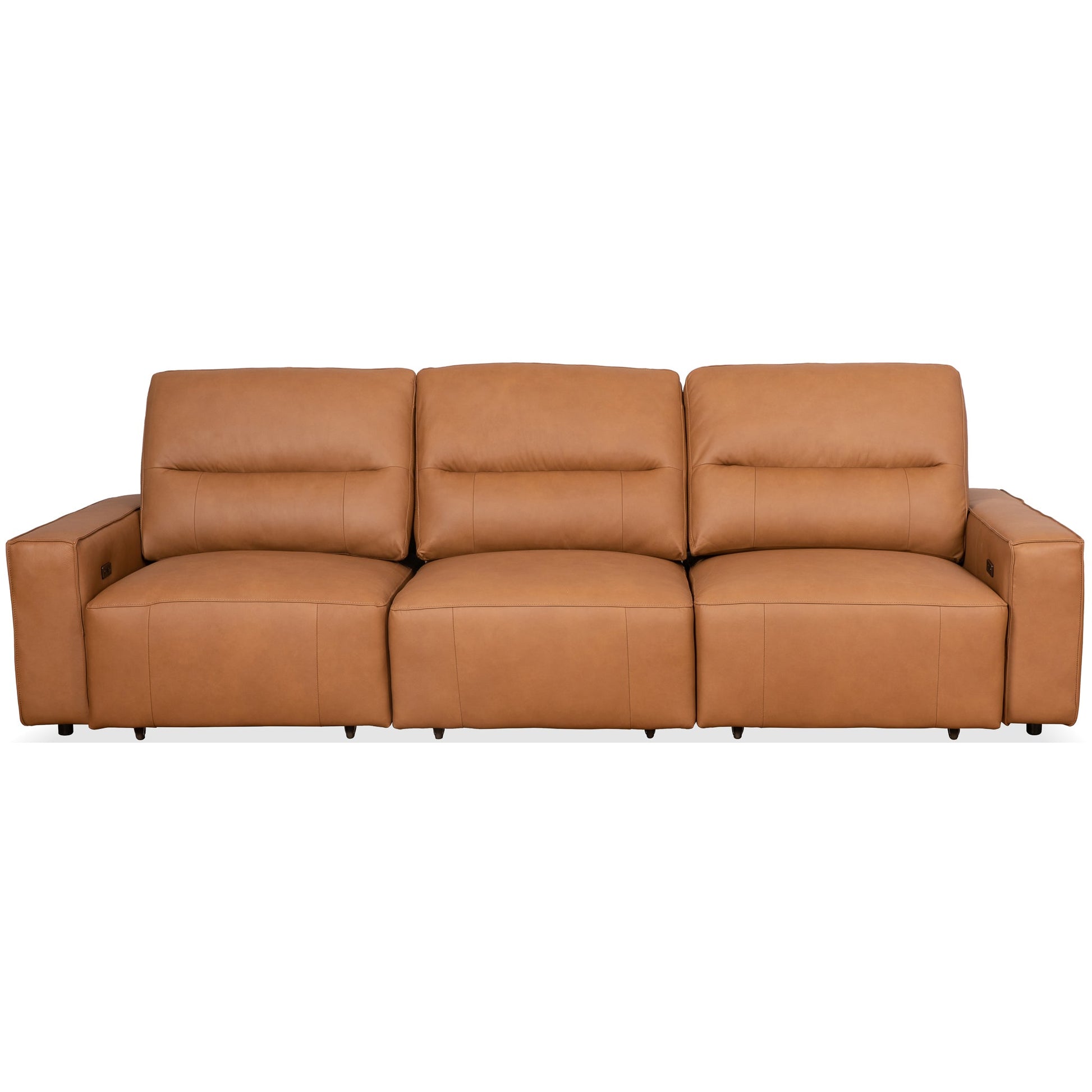3 Seat Cognac Leather Convertible Sofa Bed for Living Room