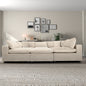 Six Seat Ivory Velvet Sectional Sofa for Living Room
