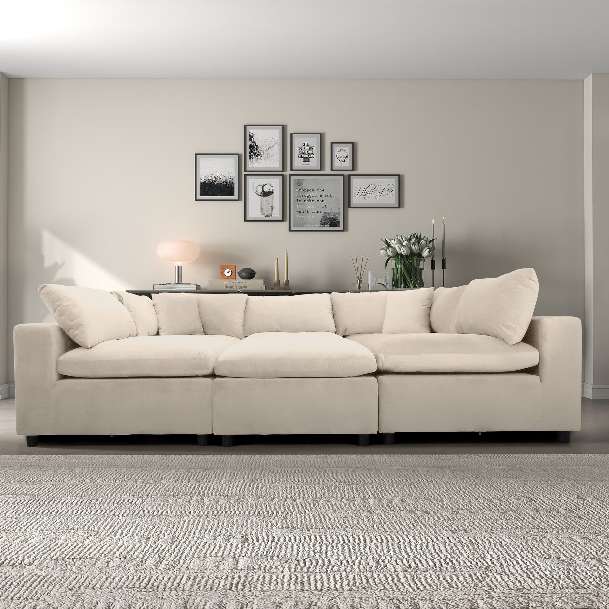 Hayward Ivory Velvet Modular Sectional Sofa