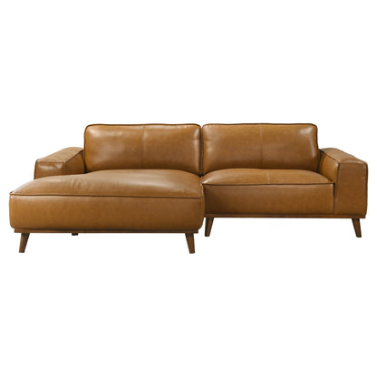 Kerrville Tan Leather Sectional Sofa - 3 Seat Comfort