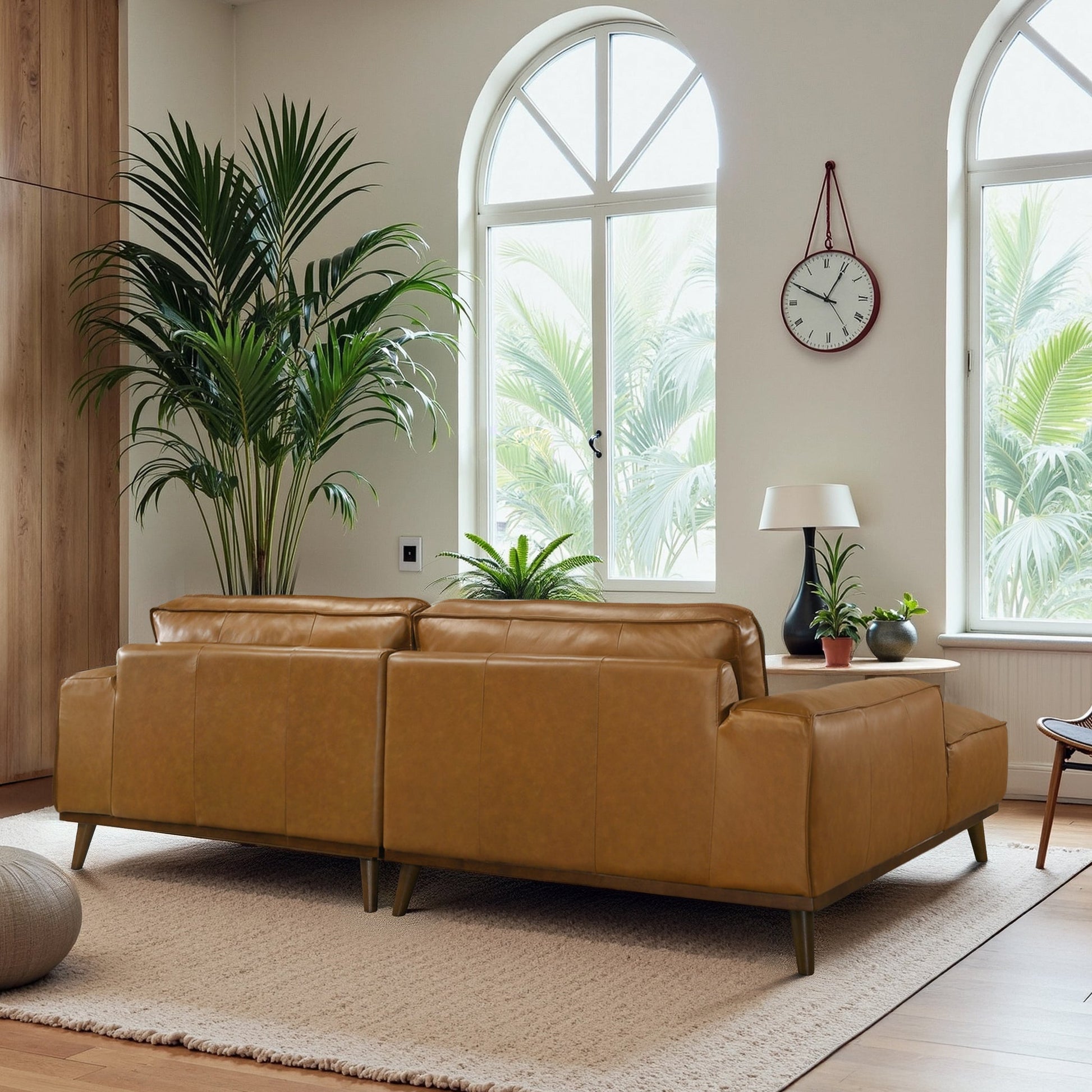 Kerrville Tan Leather Sectional Sofa - 3 Seat Comfort