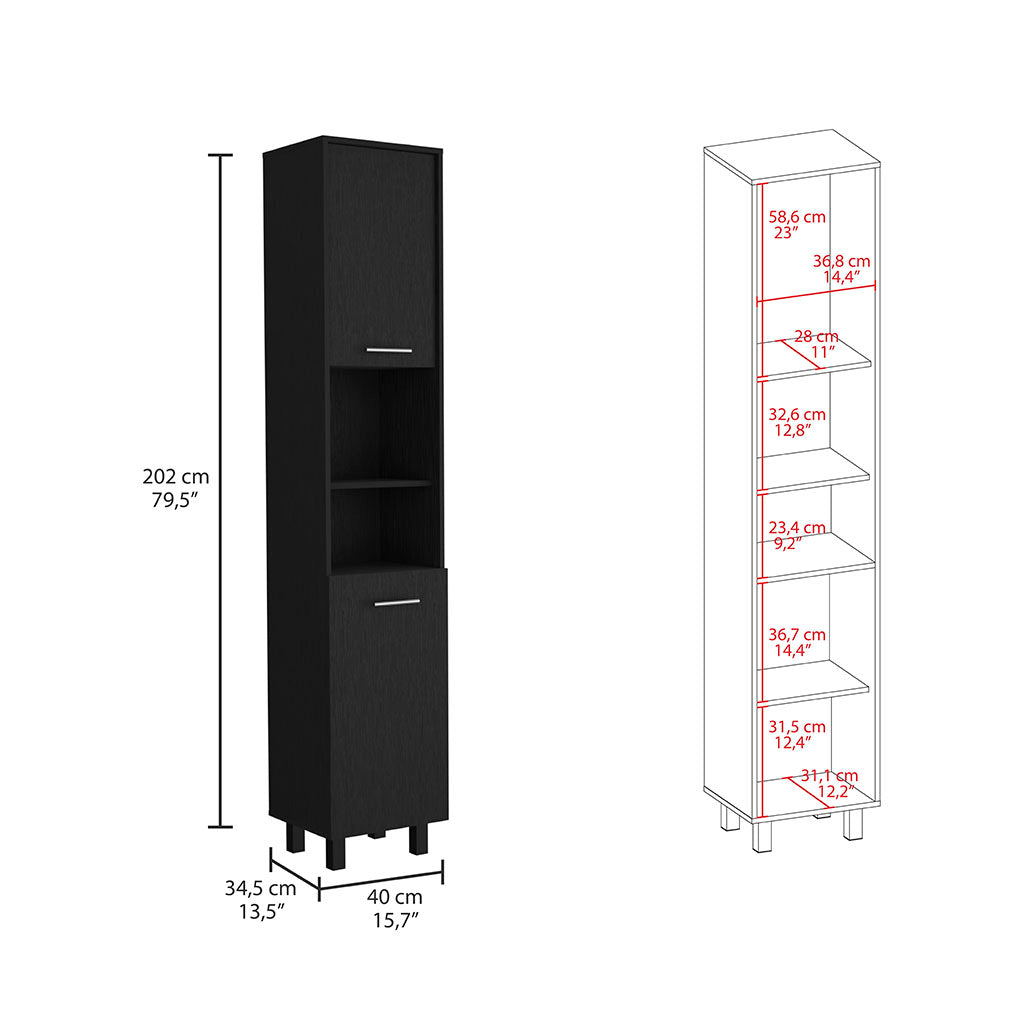 Black Modern Pantry Cabinet - 78 Inch High