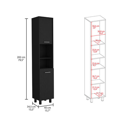 Black Modern Pantry Cabinet - 78 Inch High