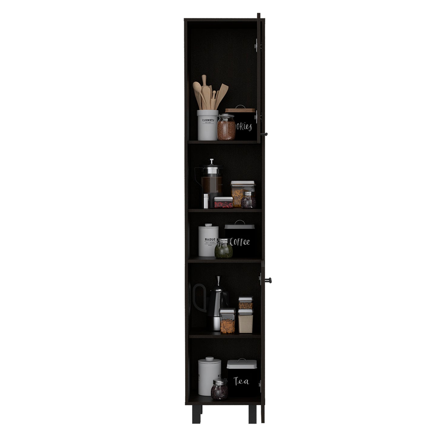Black Modern Pantry Cabinet - 78 Inch High