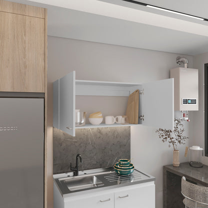 White 40" Double Door Wall Cabinet - Modern Storage