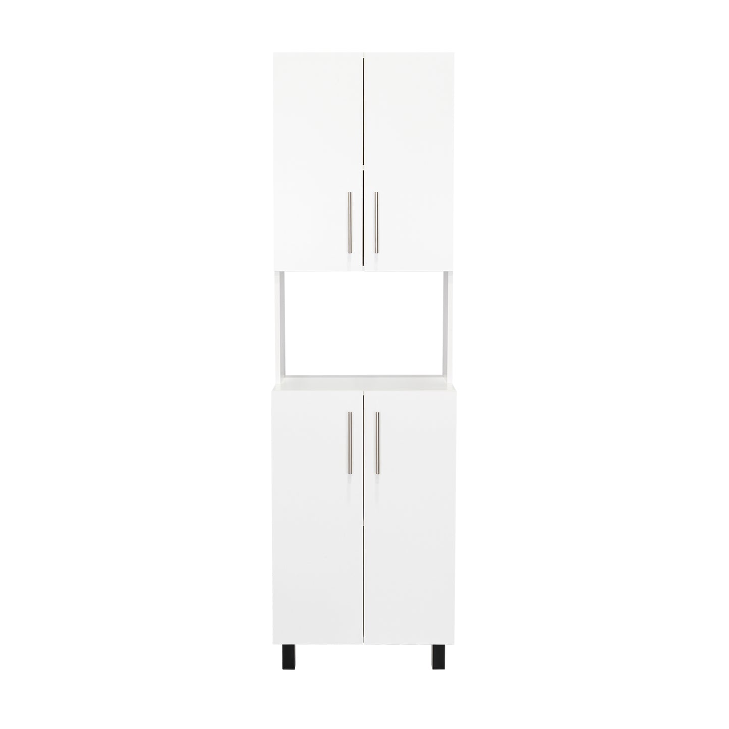 White MDF Kitchen Pantry with Hutch - 76.8" Tall