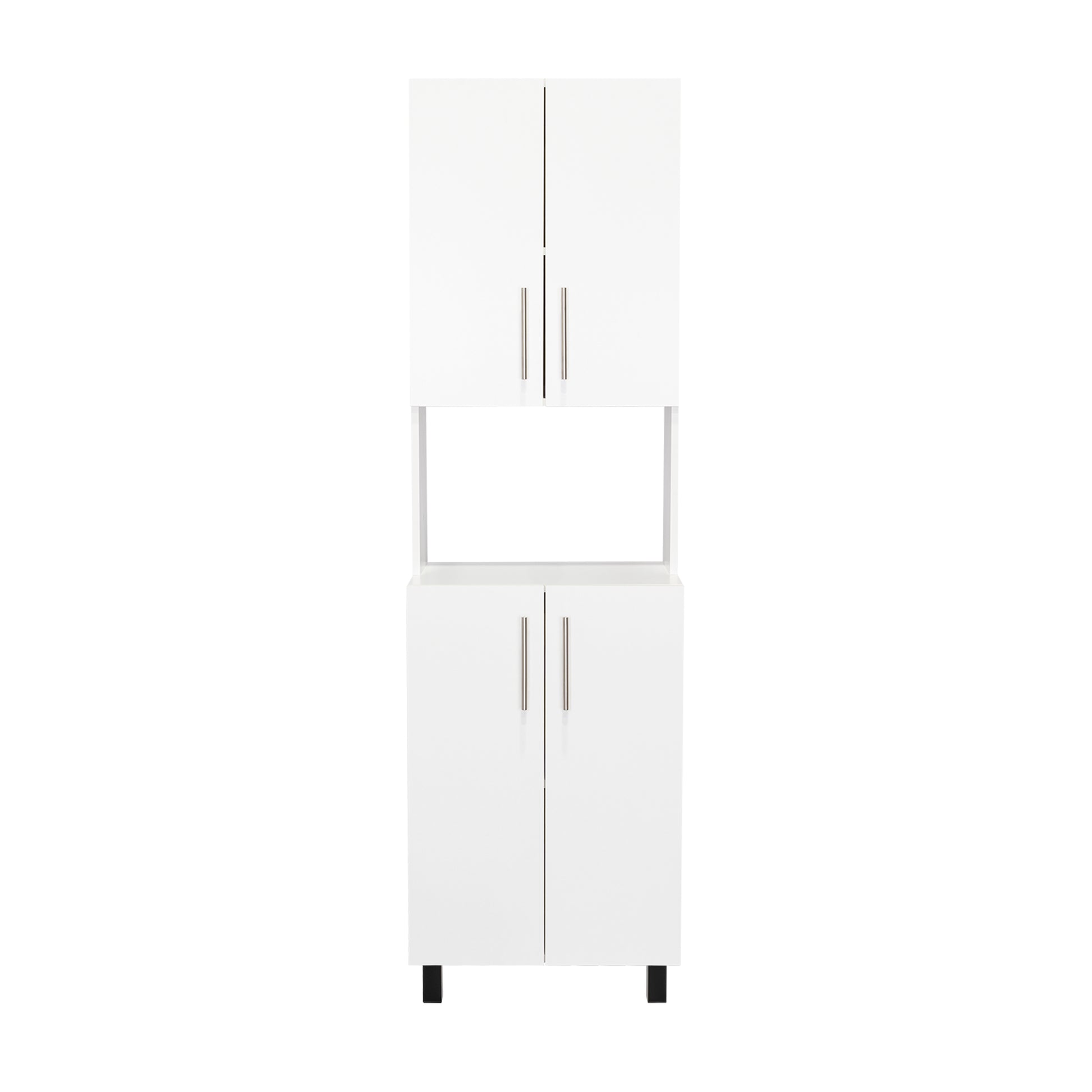 White MDF Kitchen Pantry with Hutch - 76.8" Tall