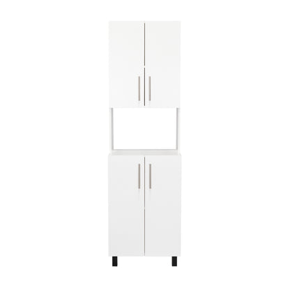 White MDF Kitchen Pantry with Hutch - 76.8" Tall