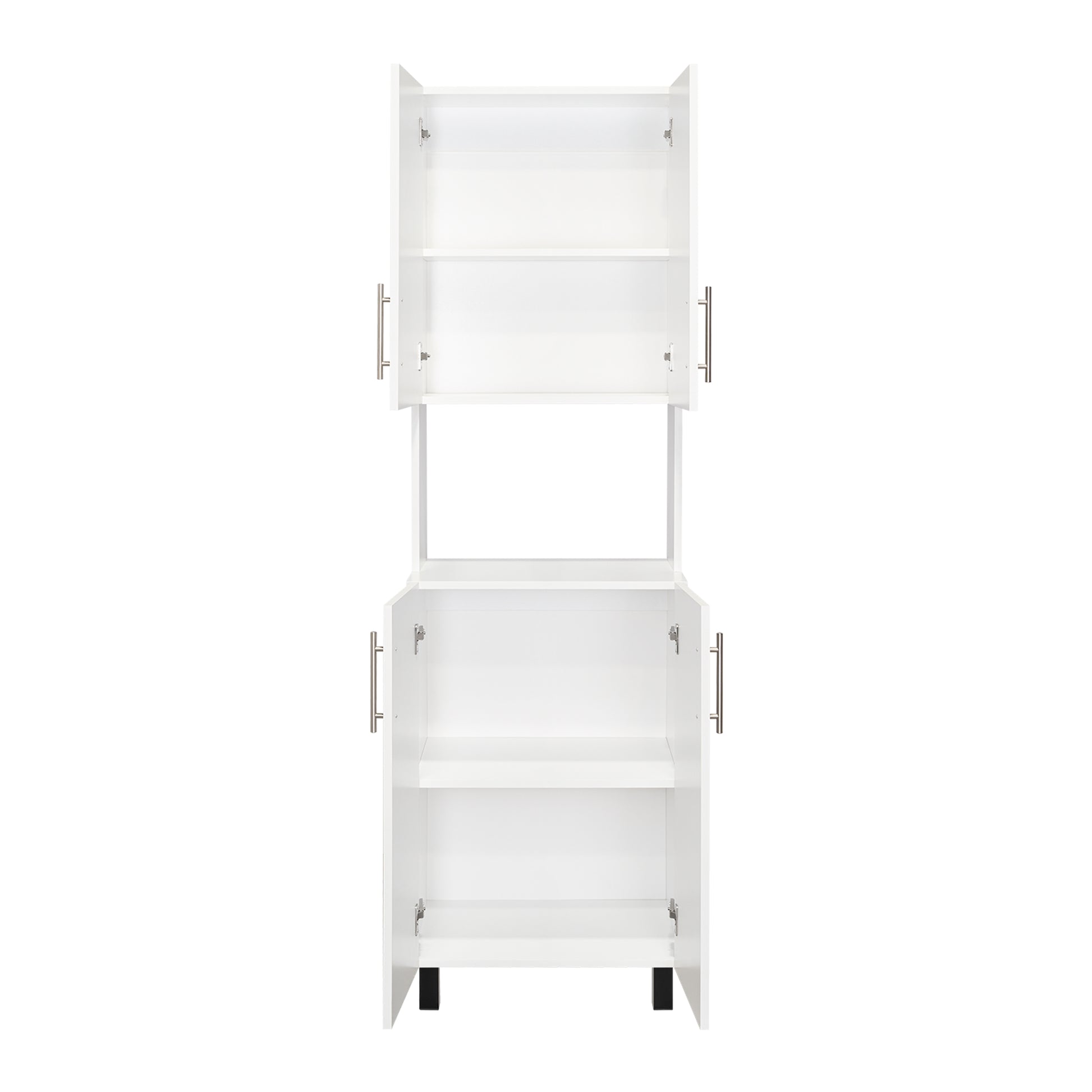 White MDF Kitchen Pantry with Hutch - 76.8" Tall