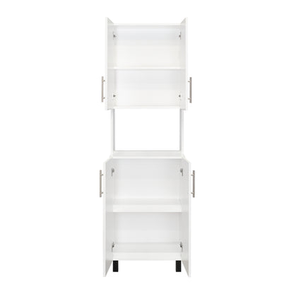 White MDF Kitchen Pantry with Hutch - 76.8" Tall