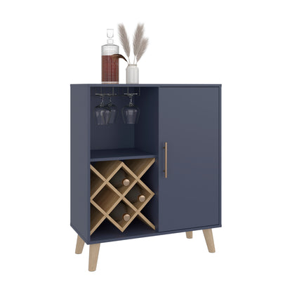 Cave Low Modern Bar Cabinet with Open Storage for Living Room or Entertainment Areas