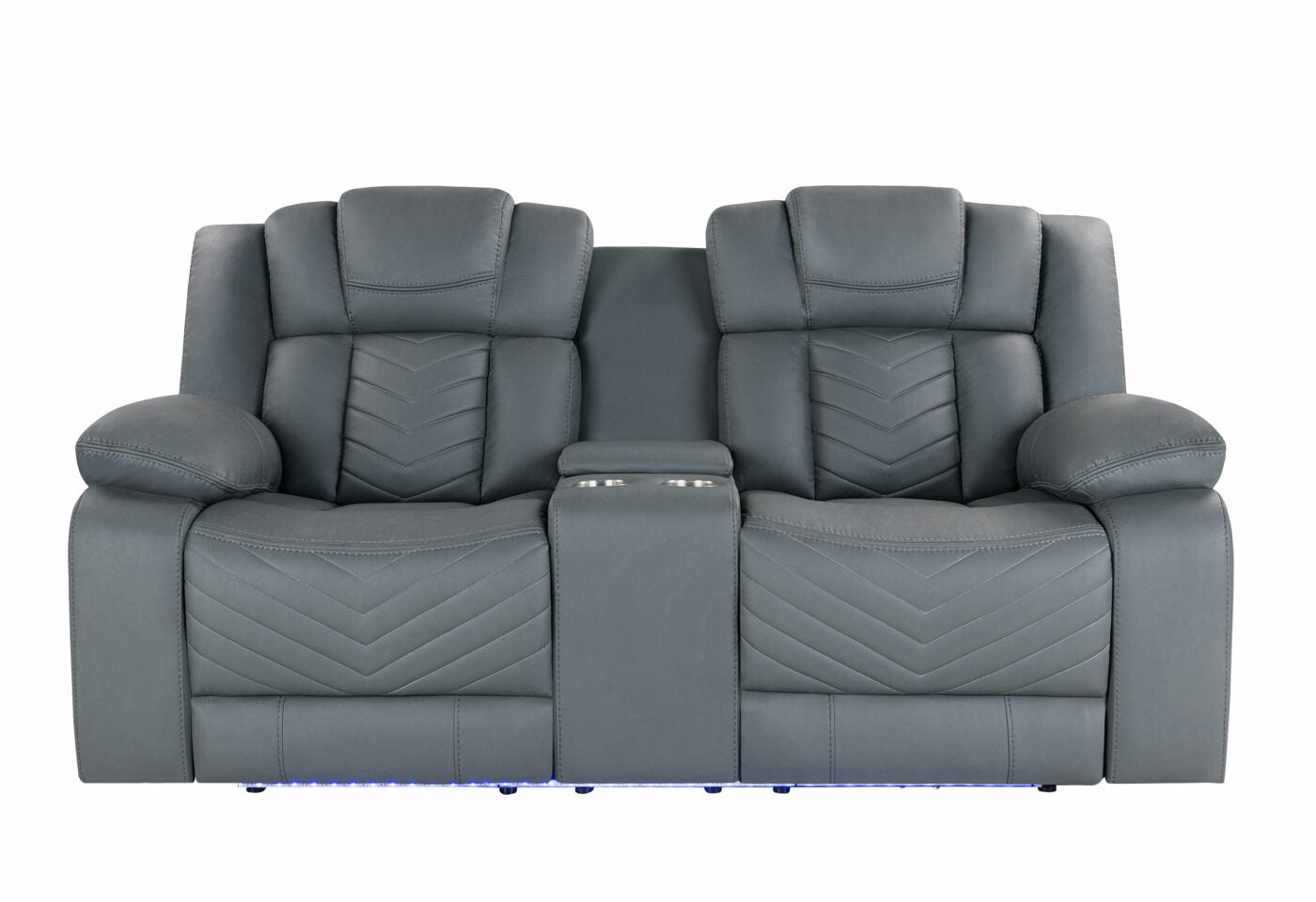 RAIZE GREY 10 POWER CONSOLE RECLINING LOVESEAT WITH LED