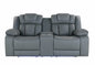 RAIZE GREY 10 POWER CONSOLE RECLINING LOVESEAT WITH LED