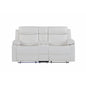 Blanche White Console Reclining Loveseat with LED Lights and Speakers
