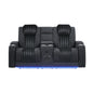 Duran Black Power Reclining loveseat with Power Headrest, LED and Bluetooth Speaker