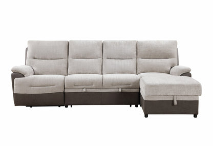 KIA BEIGE/BROWN SECTIONAL WITH PO AND USB