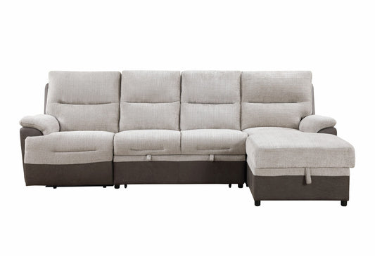 KIA BEIGE/BROWN SECTIONAL WITH PO AND USB