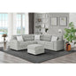 Emiliano Nickel Sectional with 3 Pillows and Storage Ottoman