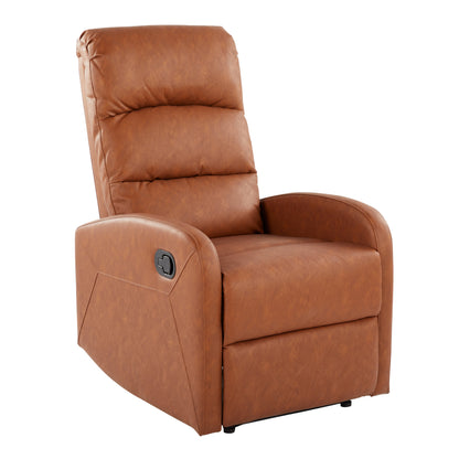 Contemporary Recliner Chair in Camel Faux Leather