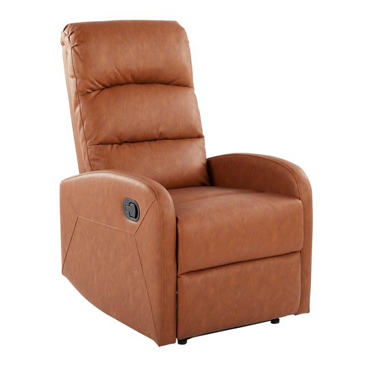 Contemporary Recliner Chair in Camel Faux Leather