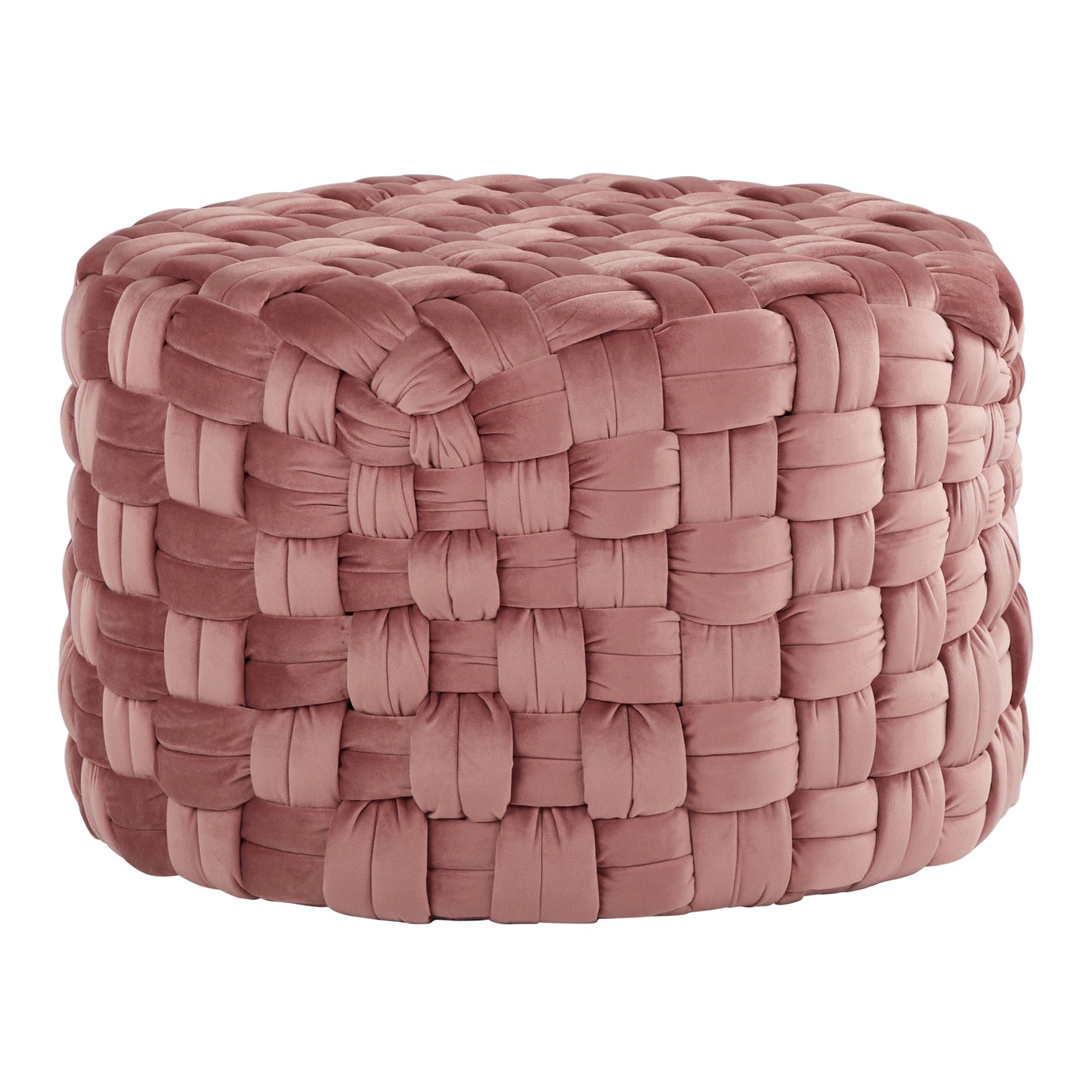 Round 24" Ottoman in Blush k Velvet
