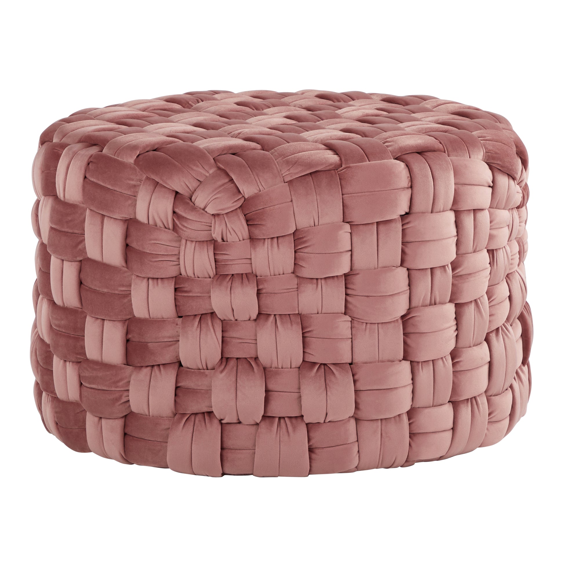 Round 24" Ottoman in Blush k Velvet