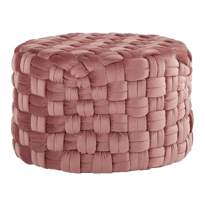 Round 24" Ottoman in Blush k Velvet