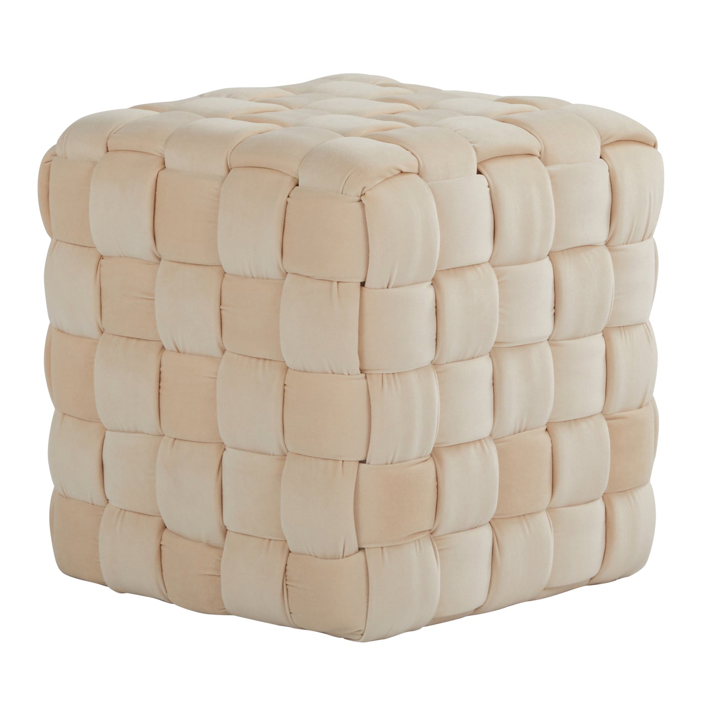 Square 16" Ottoman in Cream Velvet