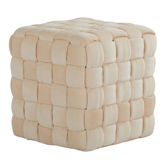 Square 16" Ottoman in Cream Velvet