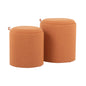 Contemporary Nesting Ottoman Set in Orange Fabric and Natural Wood