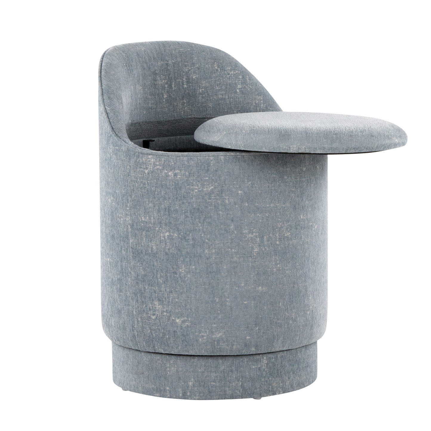 18" Upholstered Vanity Stool with Swivel in Light Blue Fabric