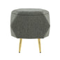 Ottoman in Gold Metal and Green Fabric with Storage