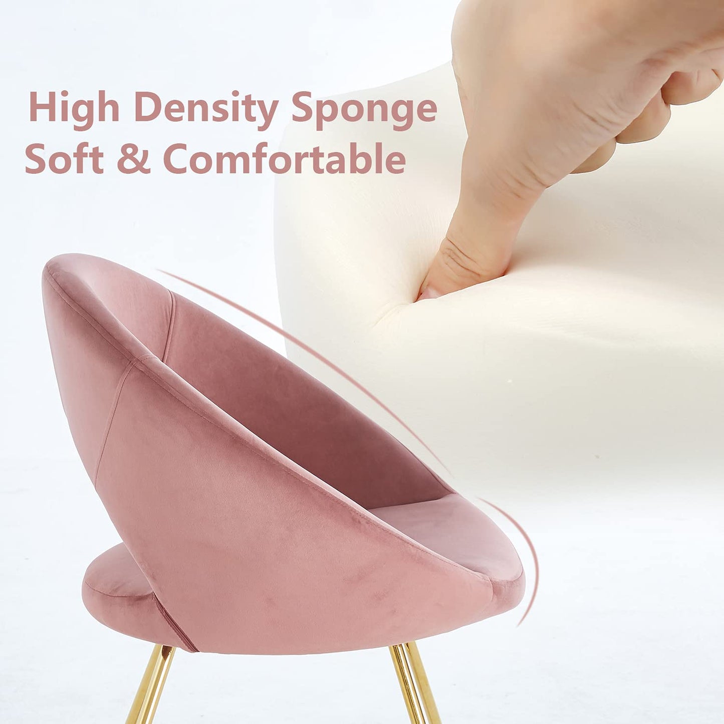 Pink Velvet Oversized Accent Chair - 19.69" L x 22.83" W x 31.50" H for Living Room