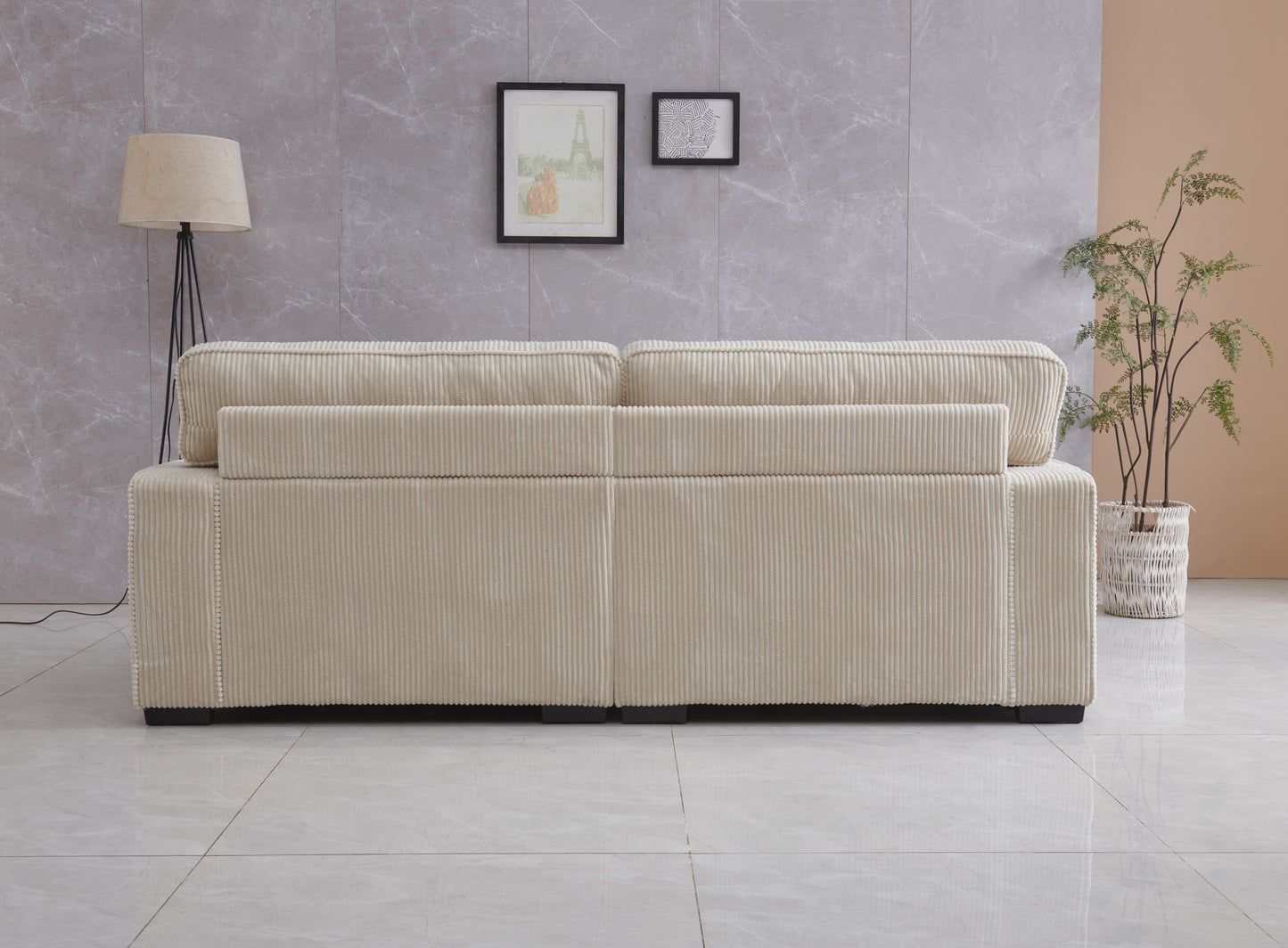 Cream Velvet Loveseat - Plush Comfort & Style