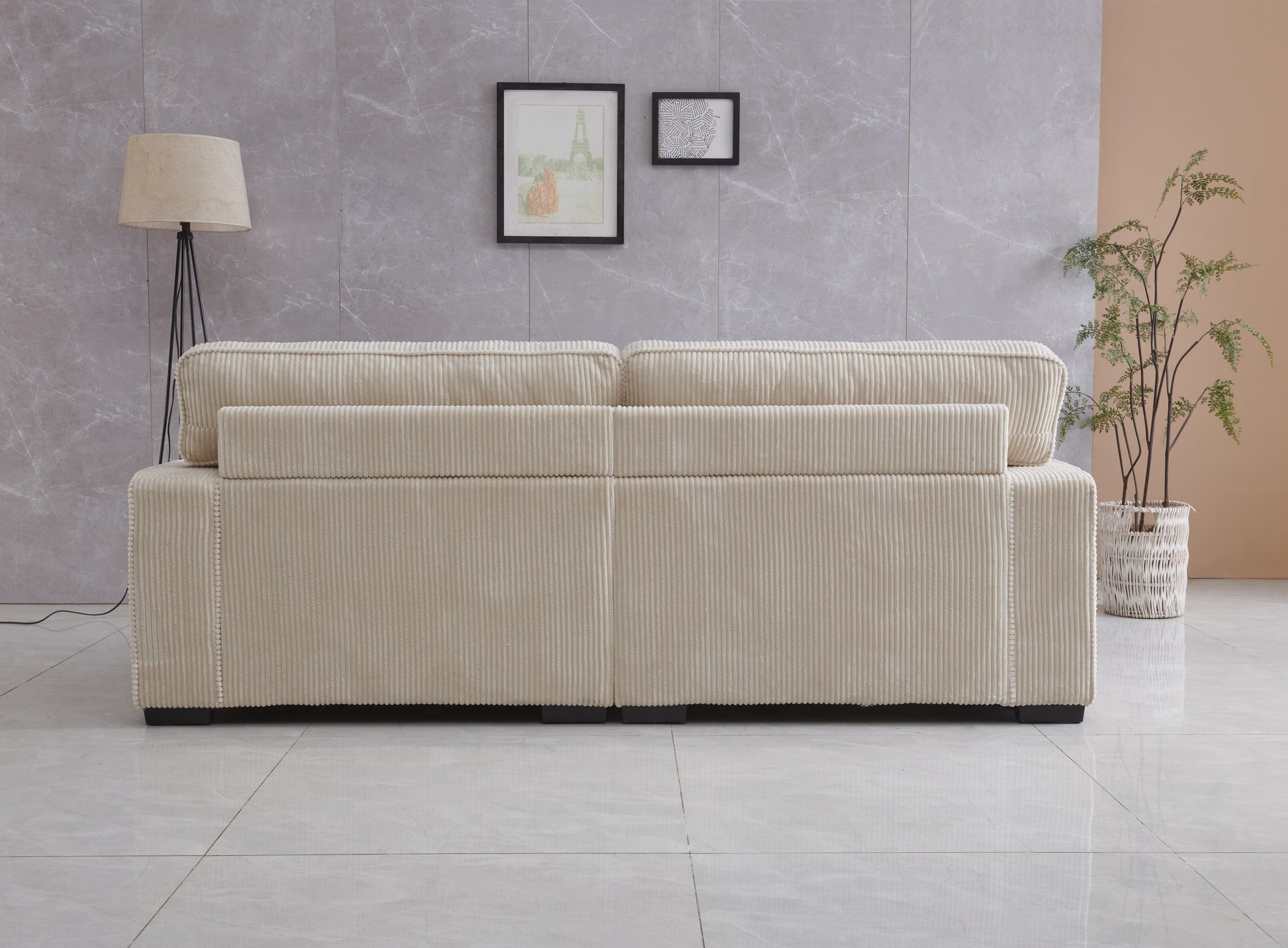Cream Velvet Loveseat - Plush Comfort & Style