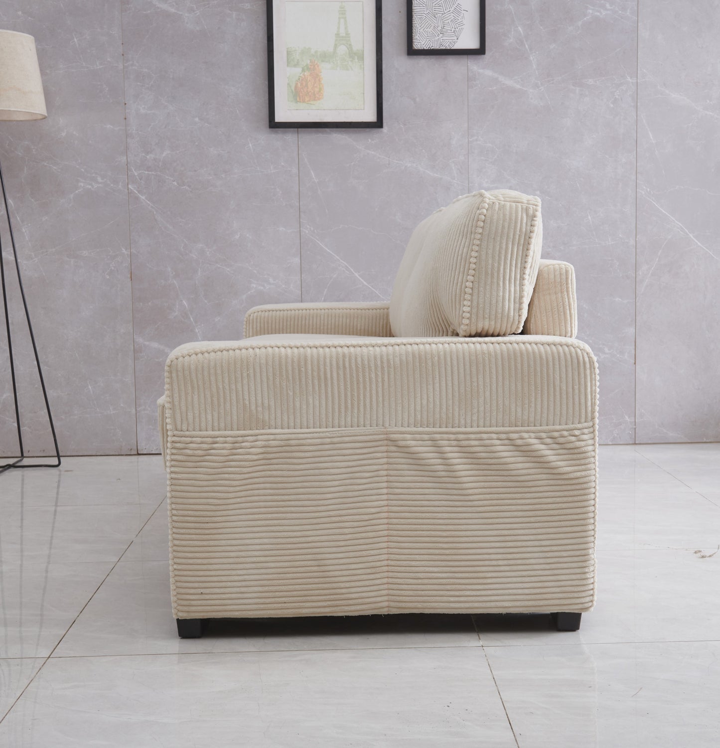 Cream Velvet Loveseat - Plush Comfort & Style