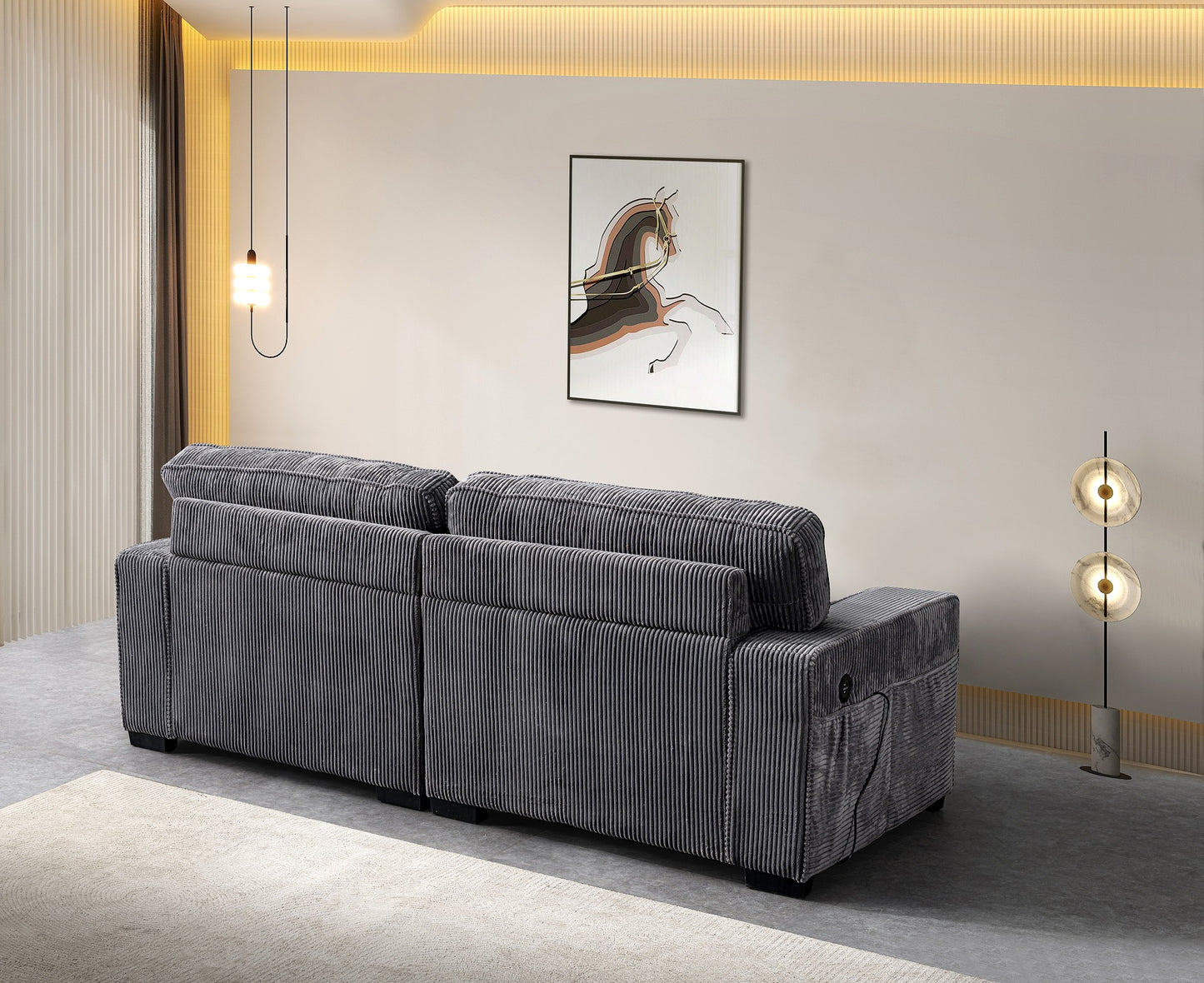 Gray Velvet Loveseat - 83.9" Sofa for Living Room Apartments