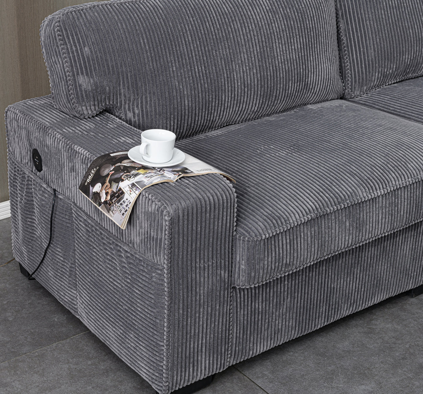 Gray Velvet Loveseat - 83.9" Sofa for Living Room Apartments