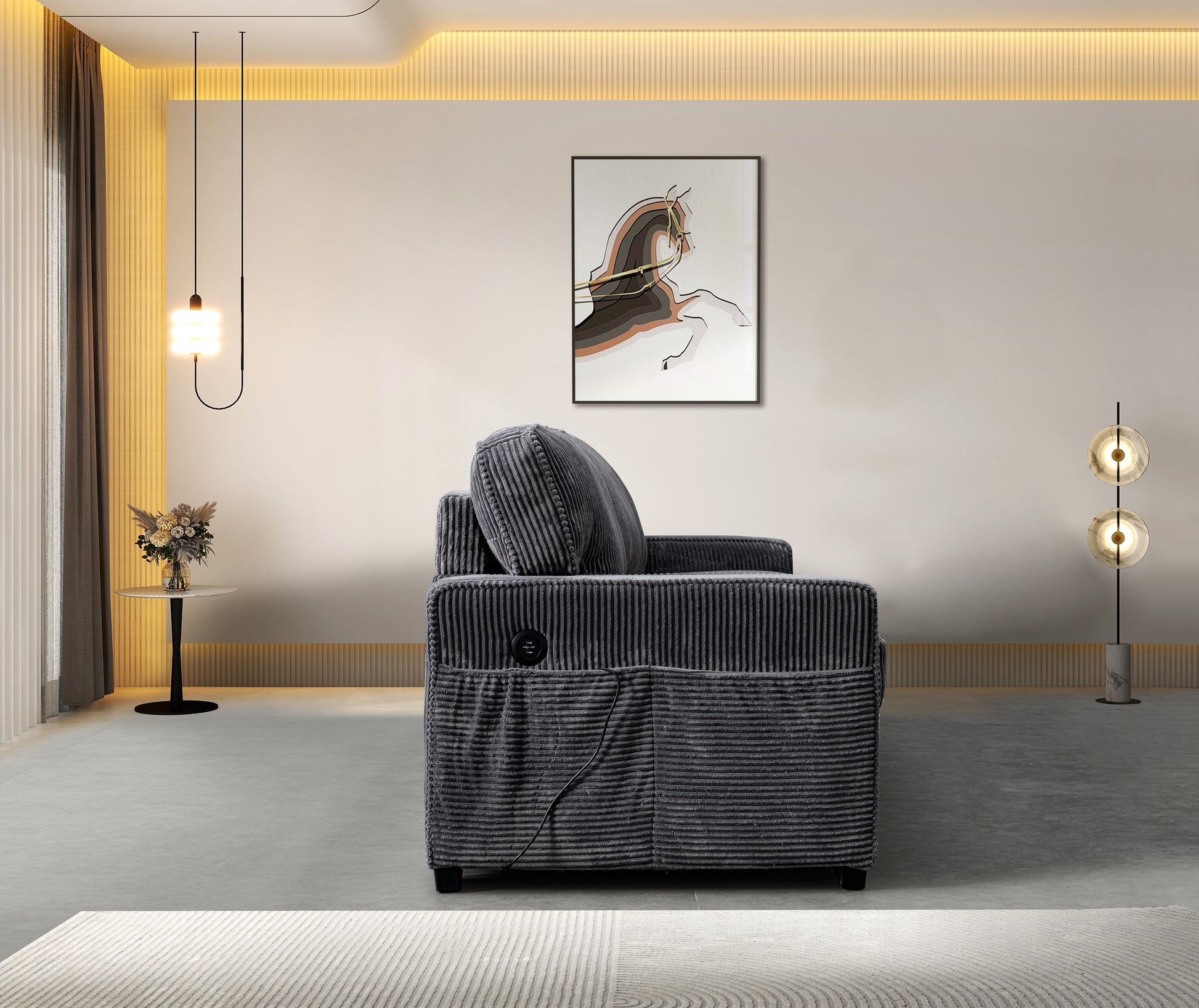 Gray Velvet Loveseat - 83.9" Sofa for Living Room Apartments
