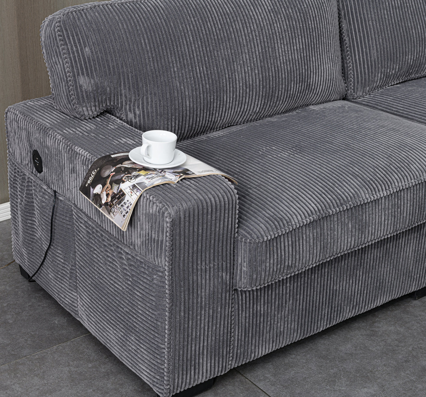 Gray Velvet Loveseat - 83.9" Sofa for Living Room Apartments