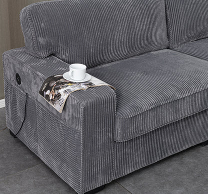 Gray Velvet Loveseat - 83.9" Sofa for Living Room Apartments